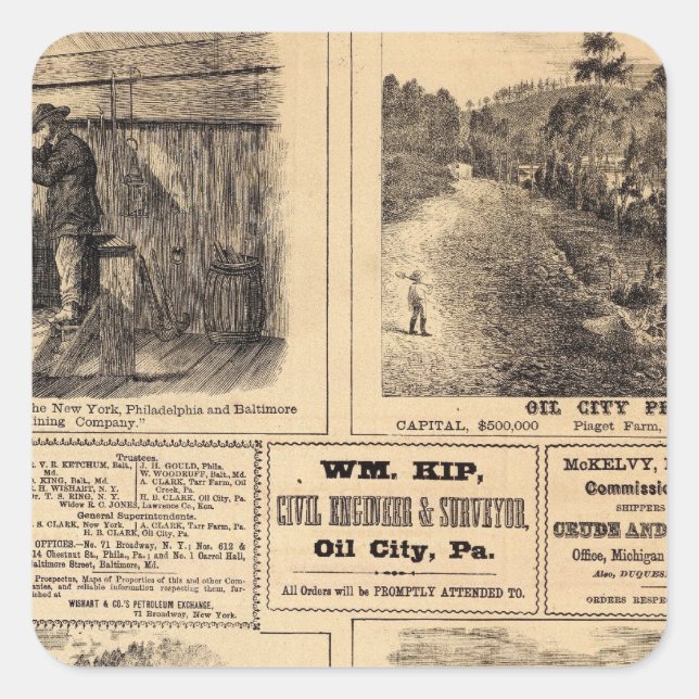 Ölfarmen Quadratischer Aufkleber (Vorderseite)