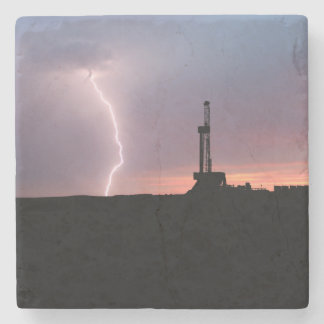 Ölfeld-Blitz-lila Sonnenaufgang Steinuntersetzer