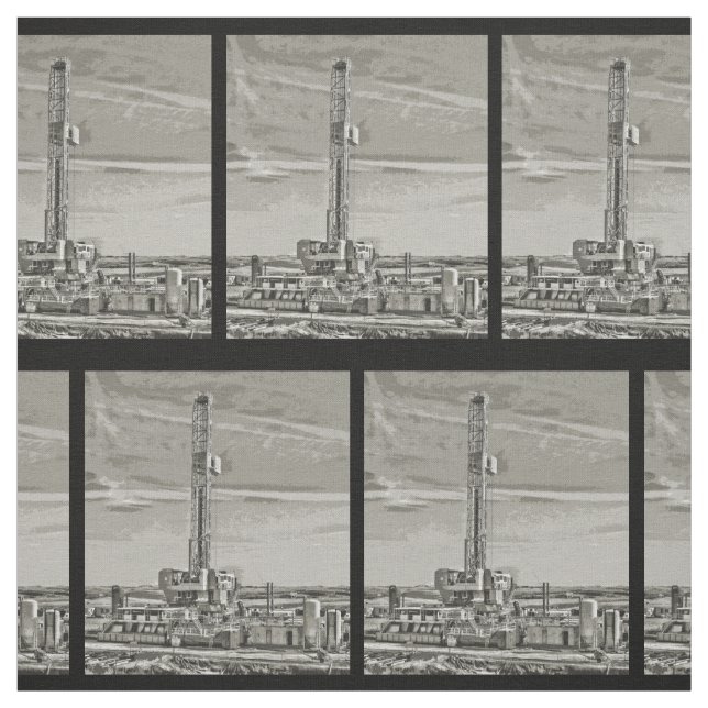 Ölfeld-Ölplattform in den grauen Tönen Stoff (Muster)