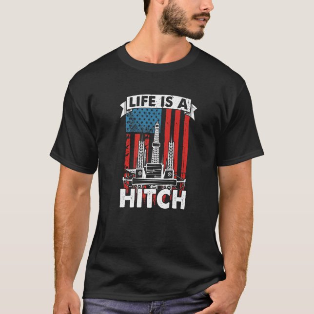 Ölfeld US-Flagge Fracking Fracker Ölbohrung T-Shirt (Vorderseite)