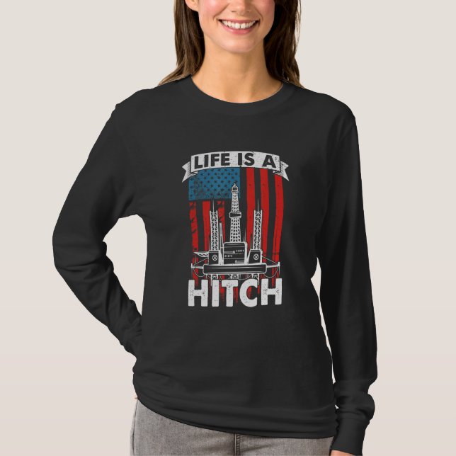 Ölfeld US-Flagge Fracking Fracker Ölbohrung T-Shirt (Vorderseite)