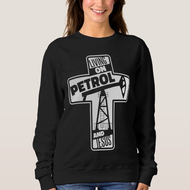 Ölfeldkreuz Fracking Fracker Ölbohrung Sweatshirt (Vorderseite)
