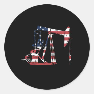 Ölfield Rig USA - Amerikanische Flag-Ölfeld-Raffin Runder Aufkleber