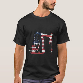 Ölfield Rig USA - Amerikanische Flag-Ölfeld-Raffin T-Shirt