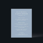Olga Dusty Blue Modern Wedding Menükarte<br><div class="desc">Moderne Hochzeitsmenüs mit einem sauberen und schlichten Design mit kühnen Schriftart.</div>