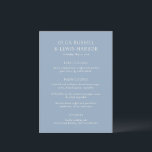 Olga Dusty Blue Modern Wedding Menükarte<br><div class="desc">Moderne Hochzeitsmenüs mit einem sauberen und schlichten Design mit kühnen Schriftart.</div>