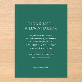 Olga Emerald Green Modern Wedding Acryleinladungen