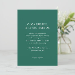 Olga Emerald Green Modern Wedding Einladung