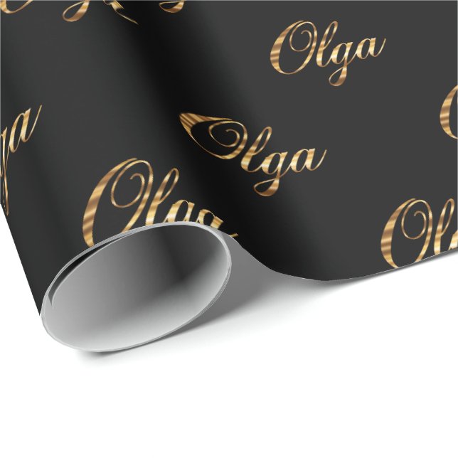 Olga gold Design Lettering Geschenkpapier (Rolleneckpunkt)