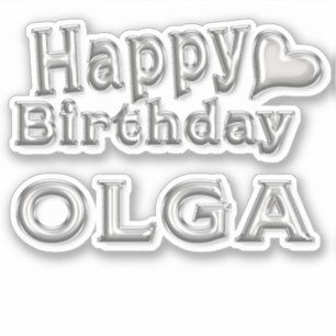 Olga Happy Birthday silver Aufkleber Sticker
