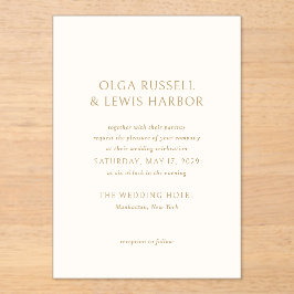 Olga Ivory und Gold Moderne Hochzeit Acryleinladungen