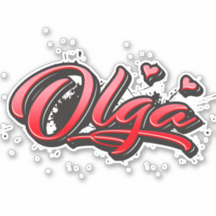 Olga red Heart Graffiti Aufkleber Sticker