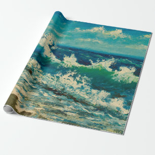 Ölgemälde am Strand, schöne Wellen an der Dose Geschenkpapier