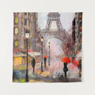 Ölgemälde auf Leinwand, Straßenansicht von Paris. Wandteppich