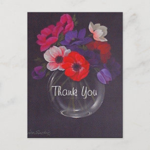 Ölgemälde Blumen Hochzeit Danke Postkarte