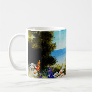 Ölgemälde Blumen in der Nähe des Meeres, Kamillenf Kaffeetasse
