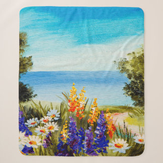 Ölgemälde Blumen in der Nähe des Meeres, Kamillenf Sherpadecke