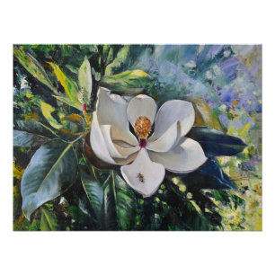 Ölgemälde der Magnolienblüte der Harmonie der Natu Poster