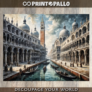 Ölgemälde des Grand Canal in Venedig mit San Marco Seidenpapier