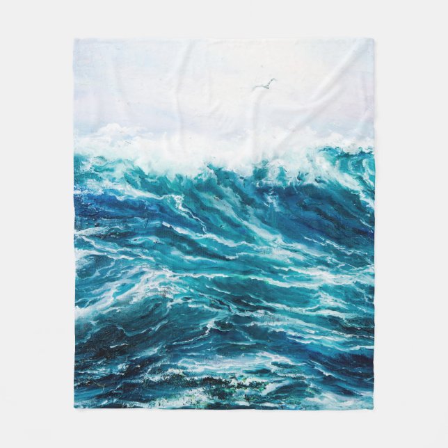  Ölgemälde, die Wellen im Ozean oder auf dem Meer  Fleecedecke (Vorderseite)