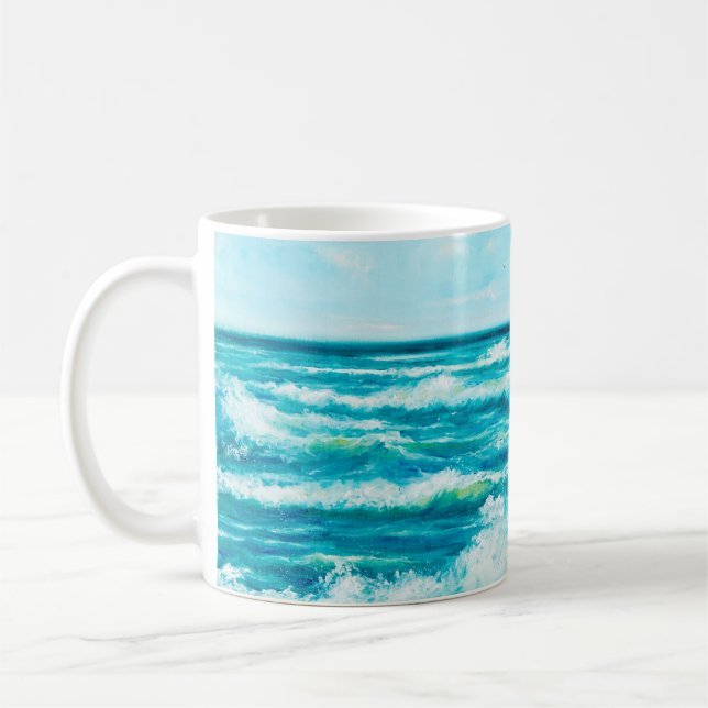  Ölgemälde, die Wellen im Ozean oder auf dem Meer  Kaffeetasse (Links)