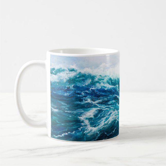  Ölgemälde, die Wellen im Ozean oder auf dem Meer  Kaffeetasse (Links)