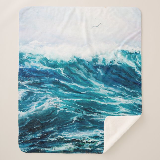  Ölgemälde, die Wellen im Ozean oder auf dem Meer  Sherpadecke (Vorderseite)