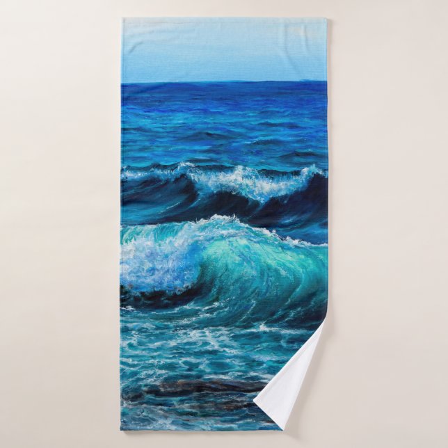 Ölgemälde, die Wellen im Ozean oder im Meer auf de Badehandtuch (Badehandtuch)