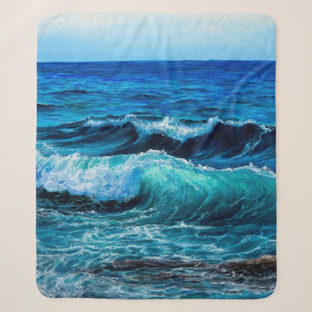 Ölgemälde, die Wellen im Ozean oder im Meer auf de Sherpadecke (Vorderseite)