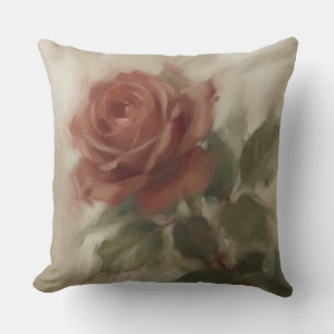"Ölgemälde einer einzelnen Rose" Kissen