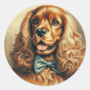 Ölgemälde eines alten Cocker Spaniels Runder Aufkleber