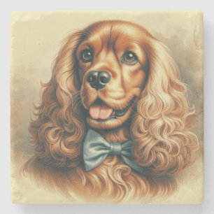 Ölgemälde eines alten Cocker Spaniels Steinuntersetzer
