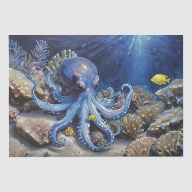 Ölgemälde eines Oktopus und Fischteppiche Seidenpapier (Vorderseite)