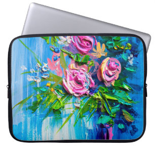 Ölgemälde eines Rosenbouquets. Impressionistischer Laptopschutzhülle