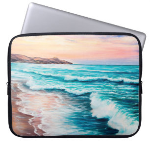 Ölgemälde eines schönen lila Sonnenuntergangs über Laptopschutzhülle