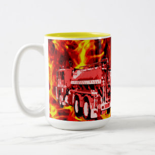 Ölgemälde für rote LKW, Zweifarbige Tasse