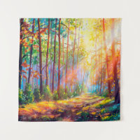 Ölgemälde herrlicher Wald im Herbst, landschaftlic