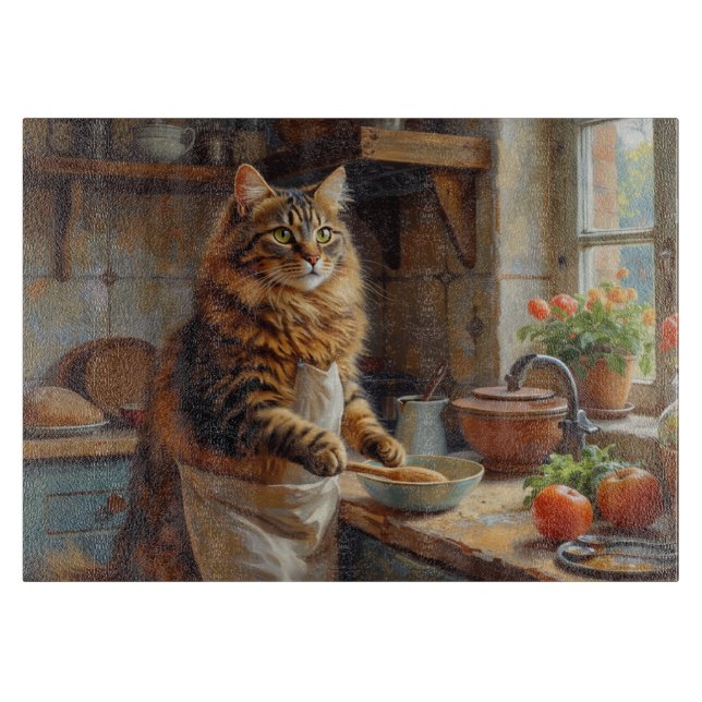 Ölgemälde-Illustration eines glücklichen Sibiriens Schneidebrett (Vorderseite)