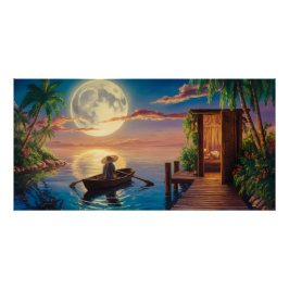 Ölgemälde im tropischen Paradies Poster