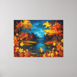 Ölgemälde in der Herbstnacht Leinwanddruck