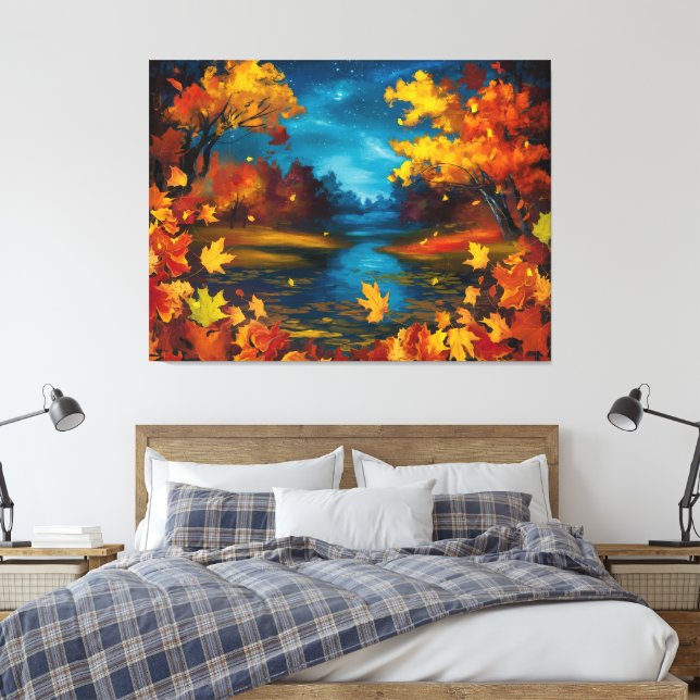 Ölgemälde in der Herbstnacht Leinwanddruck (Insitu (Schlafzimmer))
