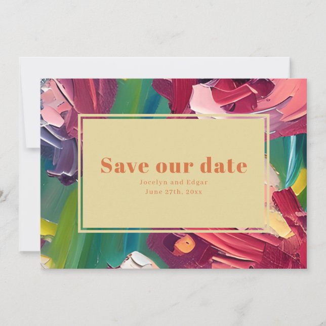 Ölgemälde Inspiriert Deko Groovy Hochzeit Save The Date (Vorderseite)