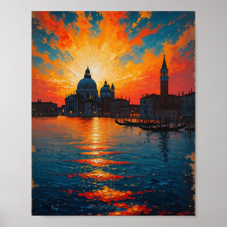 Ölgemälde Kunst im Stil eines venezianischen Sonne Poster