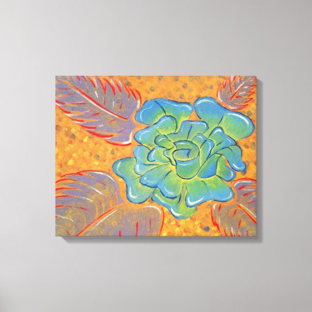 Ölgemälde mit blauer Rose Leinwanddruck (Vorderseite)