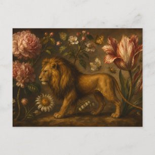 Ölgemälde mit Löwe und botanischem Garten im Vinta Postkarte