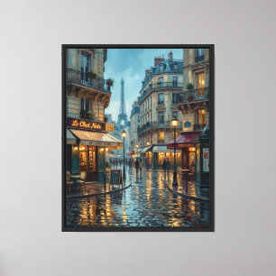 Ölgemälde Paris Straße Eiffelturm Regenabend Leinwanddruck