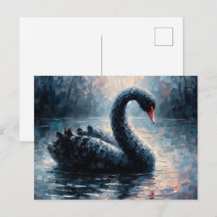 Ölgemälde-Postkarte Schwarzer Schwan Postkarte