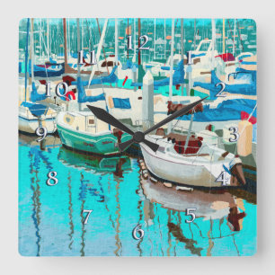 Ölgemälde "SHELTER ISLAND" Quadratische Wanduhr