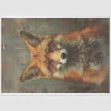 Ölgemälde, strukturiert aus Fuchsdecoupage