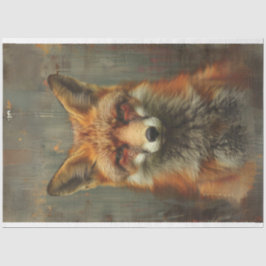 Ölgemälde, strukturiert aus Fuchsdecoupage Seidenpapier